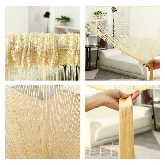 String Curtain Fringe Panel Thread Strip Backdrop Divider for Decor Yellow - Picture 5 of 6